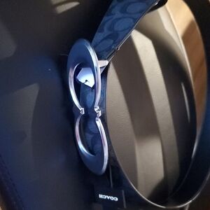 Coach Black Belt with Silver Oval Buckle